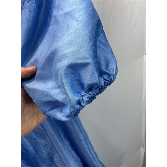 Anthropologie Hutch Twist-Front Puff-Sleeve Ruffle-Hem Midi Dress Sky Blue XS - Picture 8 of 13